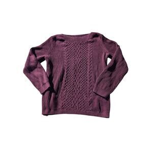 Tommy Hilfiger woman's Boat-neck Cable Knit Cate sweater, purple XL